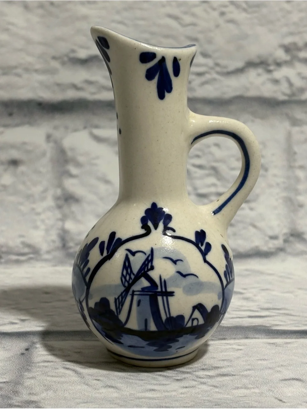 Vintage hand-painted Dutch delft miniature ceramic pitcher/jug pottery